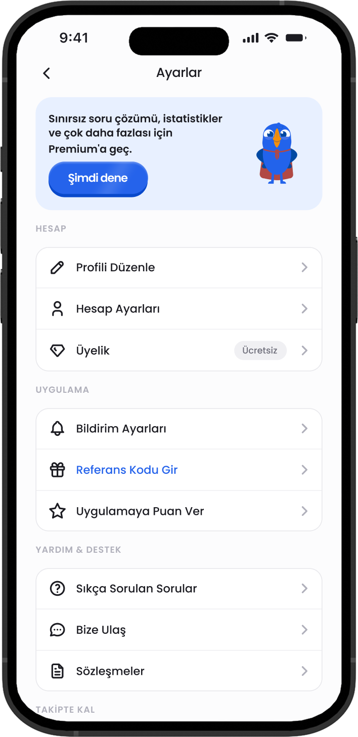 Ayarlar ekranı, Referans Kodu Gir seçeneği
